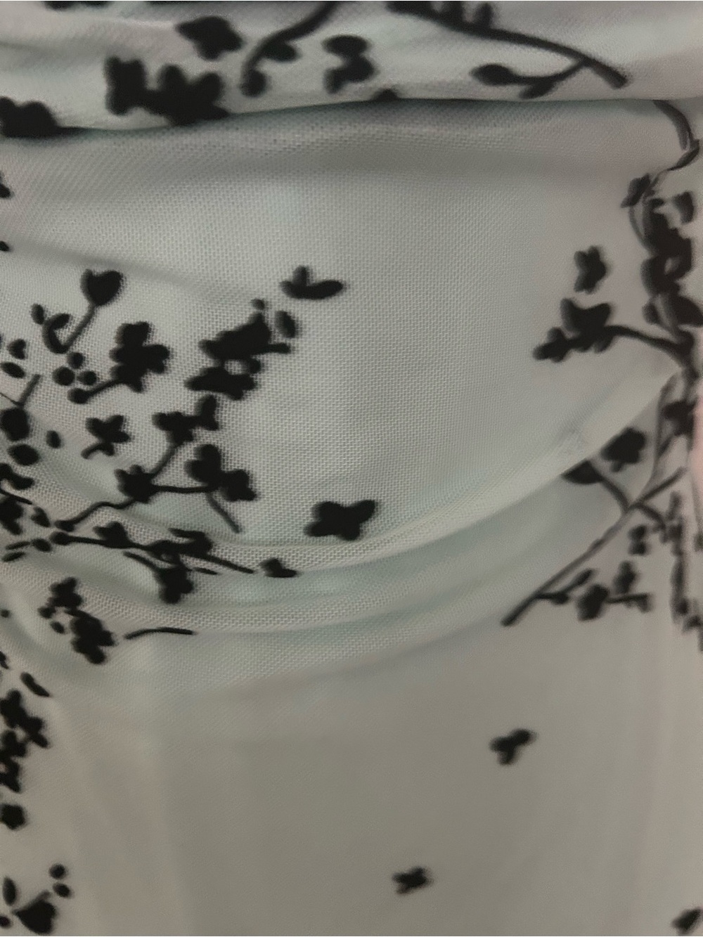 Mint Green Floral Slip Dress with Black Lace Trim by FORE, NWOT, Sz Medium - Picture 6 of 8